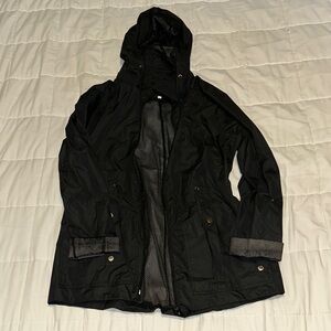 Black Rain Jacket with Cinch Waist